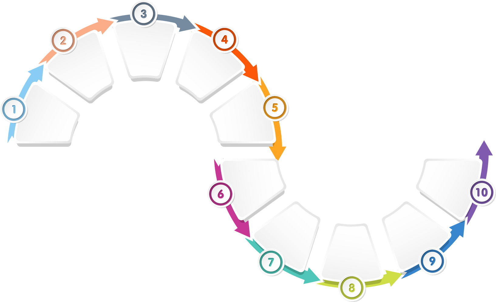 Basic circle infographic with 10 steps, process or options.